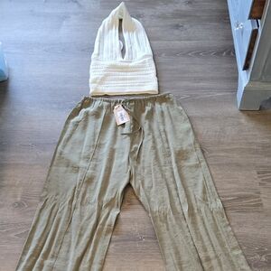 Crochet halter top and Flowy Pants